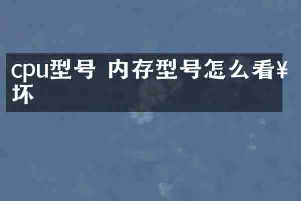 cpu型号 内存型号怎么看好坏