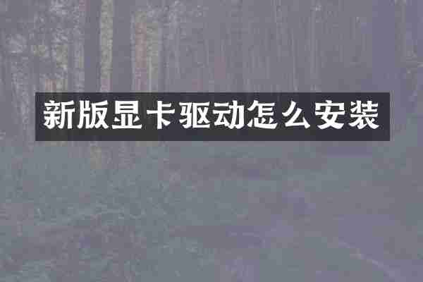 新版显卡驱动怎么安装