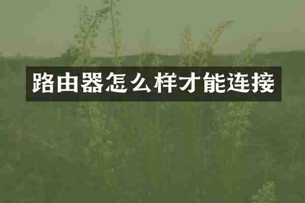 路由器怎么样才能连接