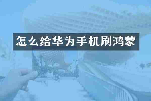 怎么给华为手机刷鸿蒙