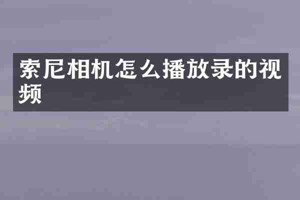 索尼相机怎么播放录的视频