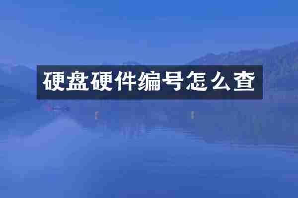 硬盘硬件编号怎么查