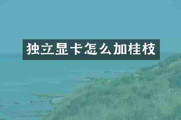 独立显卡怎么加桂枝