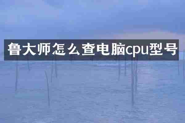 鲁大师怎么查电脑cpu型号