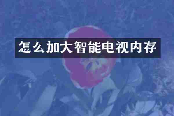 怎么加大智能电视内存