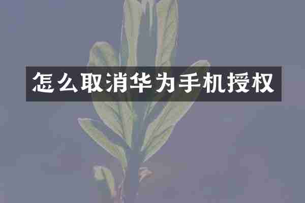 怎么取消华为手机授权