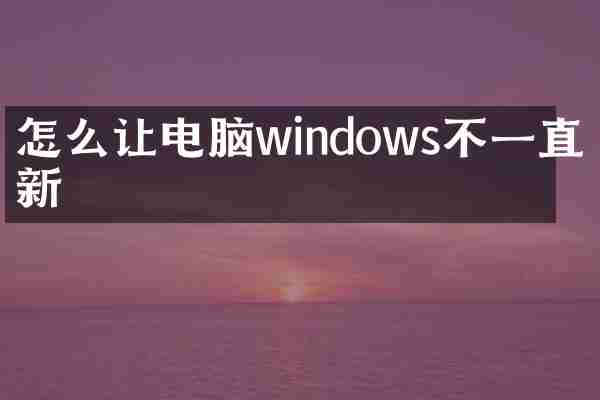 怎么让电脑windows不一直更新