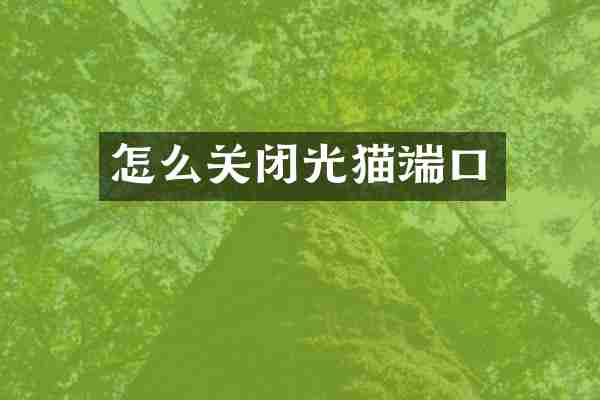 怎么关闭光猫端口