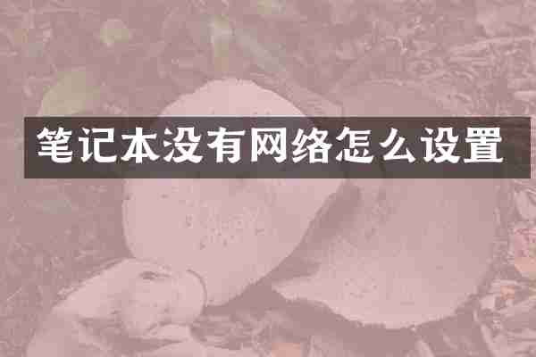 笔记本没有网络怎么设置