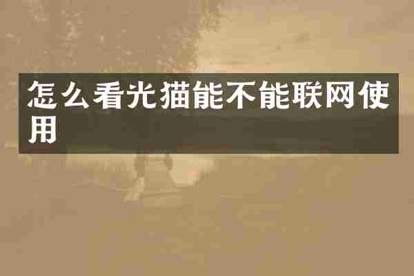 怎么看光猫能不能联网使用