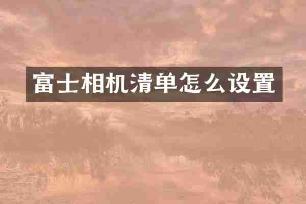 富士相机清单怎么设置