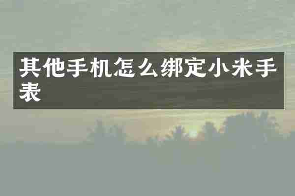 其他手机怎么绑定小米手表
