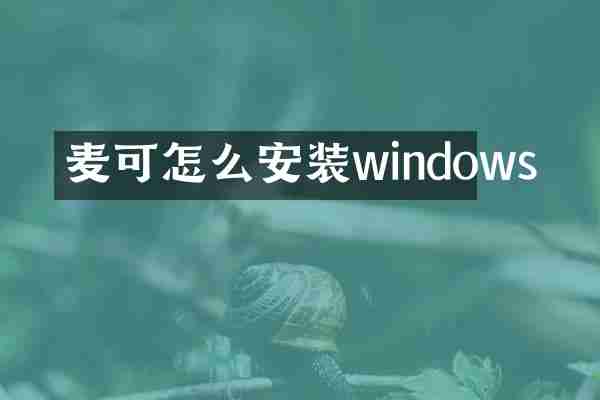 麦可怎么安装windows