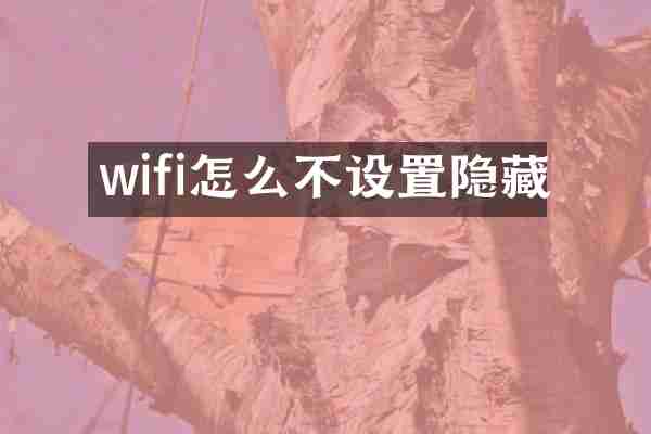 wifi怎么不设置隐藏