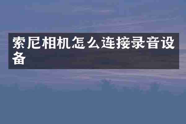 相机怎么连接录音设备