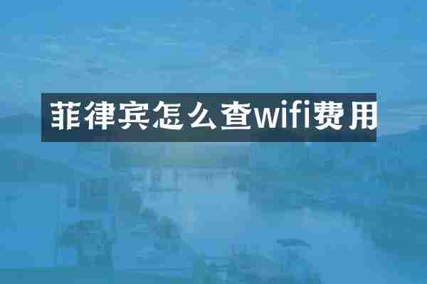 菲律宾怎么查wifi费用