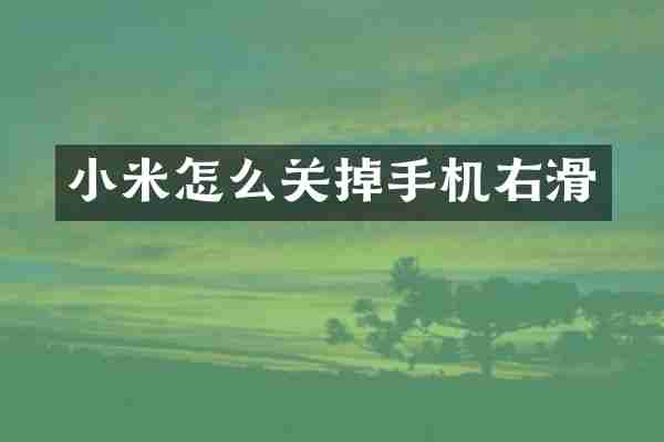 小米怎么关掉手机右滑