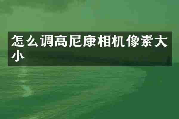 怎么调高尼康相机像素大小