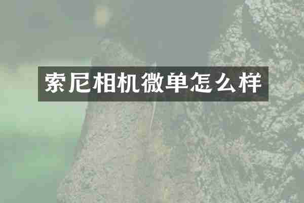 相机微单怎么样