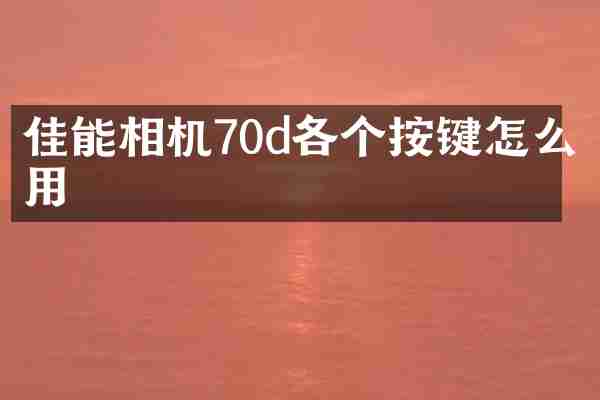 佳能相机70d各个按键怎么用