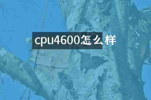 cpu4600怎么样