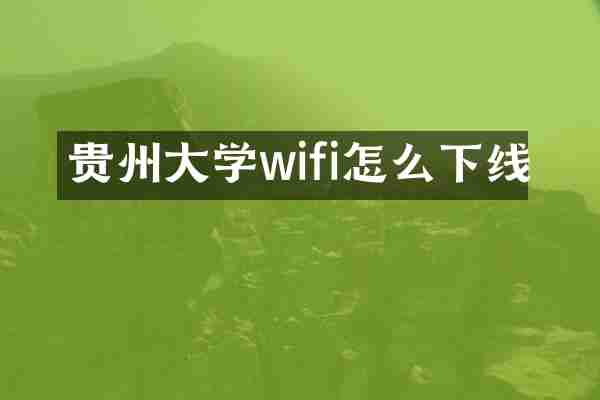 贵州大学wifi怎么下线