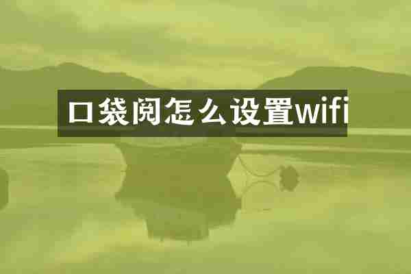 口袋阅怎么设置wifi