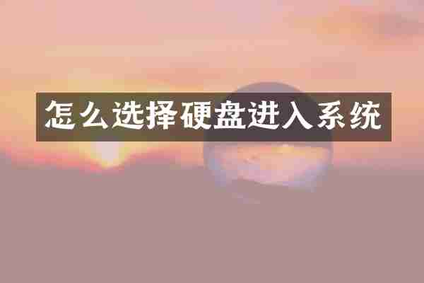 怎么选择硬盘进入系统