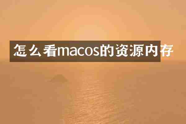 怎么看macos的资源内存