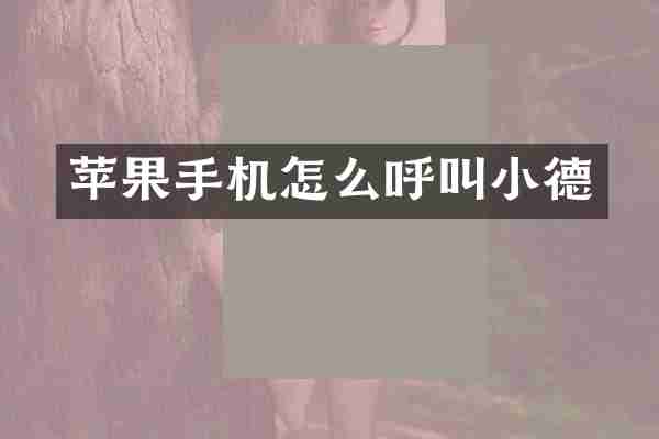 苹果手机怎么呼叫小德