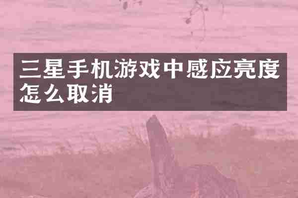 三星手机游戏中感应亮度怎么取消