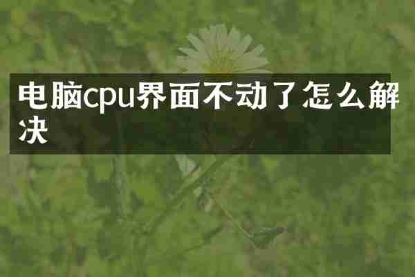 电脑cpu界面不动了怎么解决