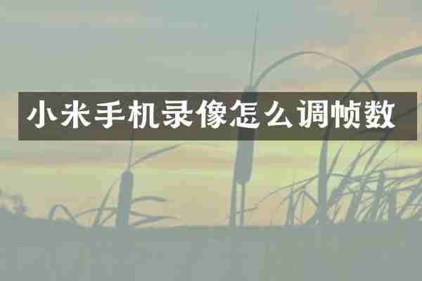 小米手机录像怎么调帧数