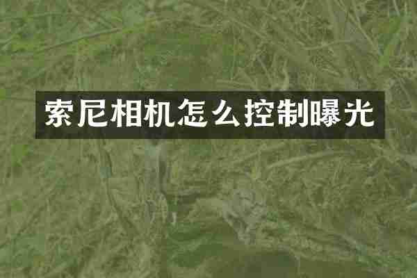 索尼相机怎么控制曝光