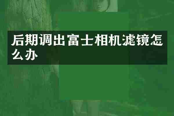 后期调出富士相机滤镜怎么办