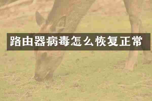 路由器病毒怎么恢复正常