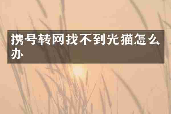 携号转网找不到光猫怎么办