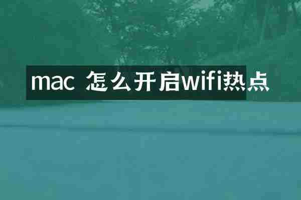mac 怎么开启wifi热点