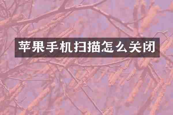 苹果手机扫描怎么关闭