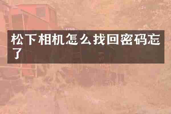 松下相机怎么找回密码忘了