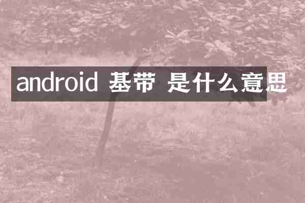 android 基带 是什么意思