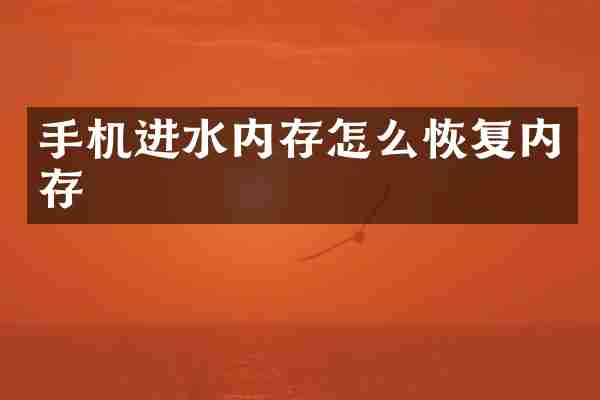 手机进水内存怎么恢复内存