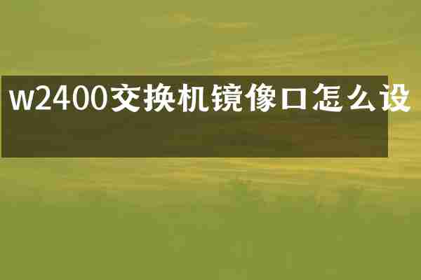 w2400交换机镜像口怎么设置