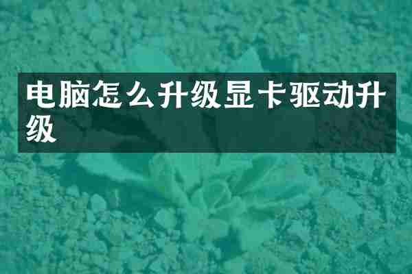 电脑怎么升级显卡驱动升级
