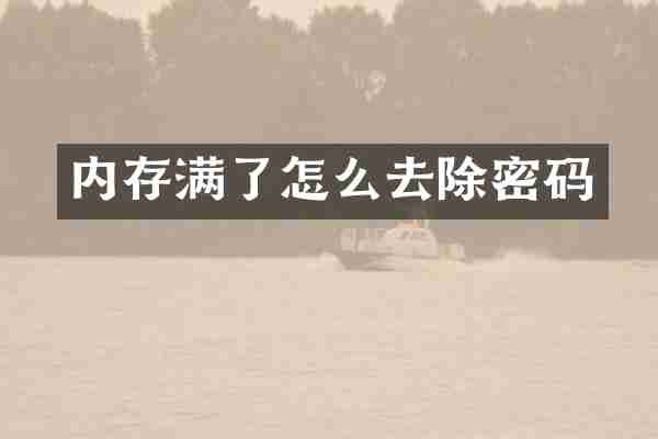 内存满了怎么去除密码