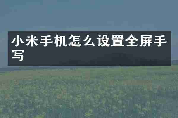 小米手机怎么设置全屏手写