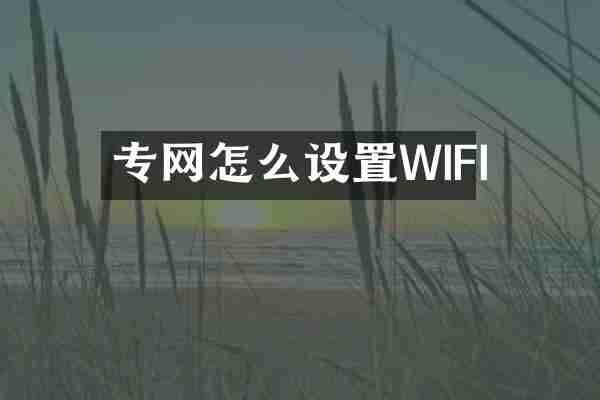 专网怎么设置WIFI