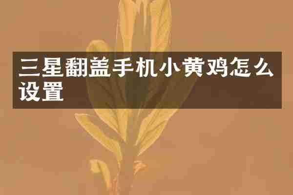 三星翻盖手机小黄鸡怎么设置