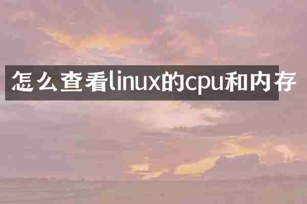 怎么查看linux的cpu和内存