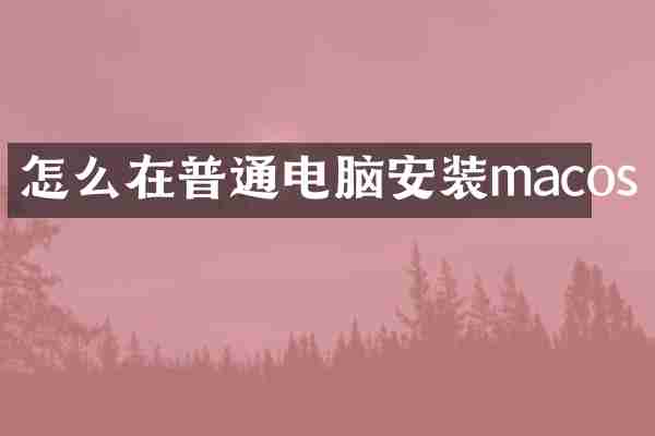 怎么在普通电脑安装macos